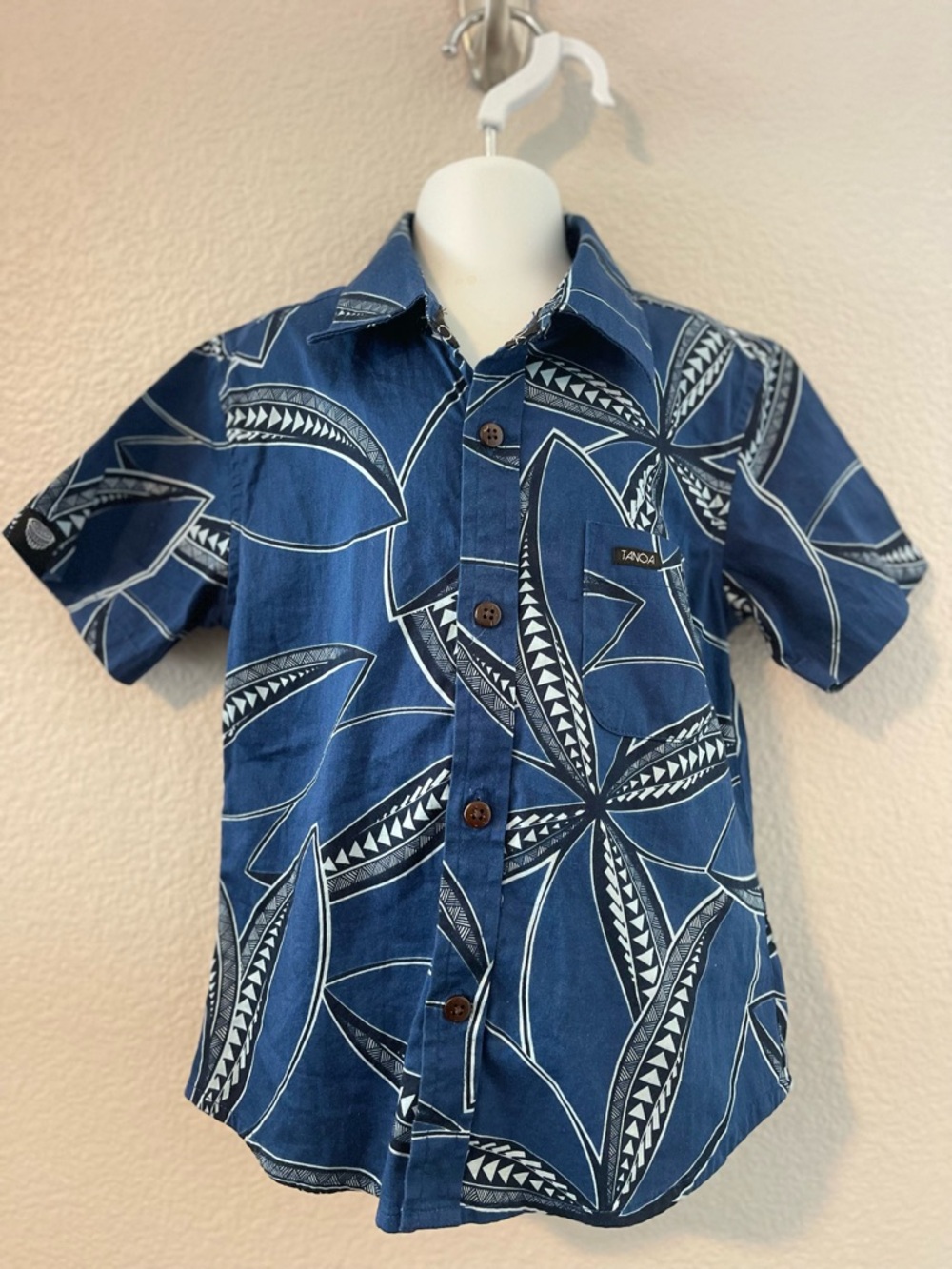 Tanoa Polynesian - Print Navy and White Button Shirt